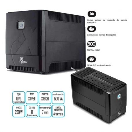 UPS Xtech  XTP511 500VA/250W 8 Salidas  110V