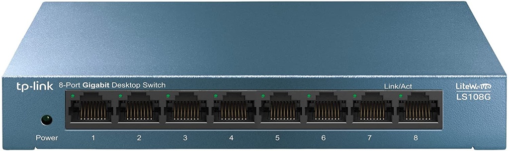  Switch TP-LINK LS108G, 8 Puertos, Gigabyte, 10/100/1000Mbps, Desktop Litewave, Carcasa metálica, Ultraligero con Super disipación de calor, Ahorro de Energía, Nuevo, garantia 1 año
