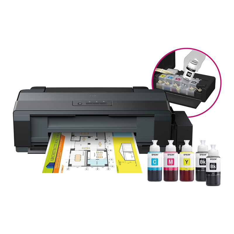 Impresora EPSON L1300 Formato A3, Multicolor, Sistema original 5 colores (KIT DE TINTAS ORIGINALES)