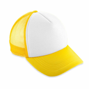 Gorra Malla Trucker, Tamaño Adulto, Amarillo frente Blanco,  doble pupo, para Sublimacion personalizar o Bordar
