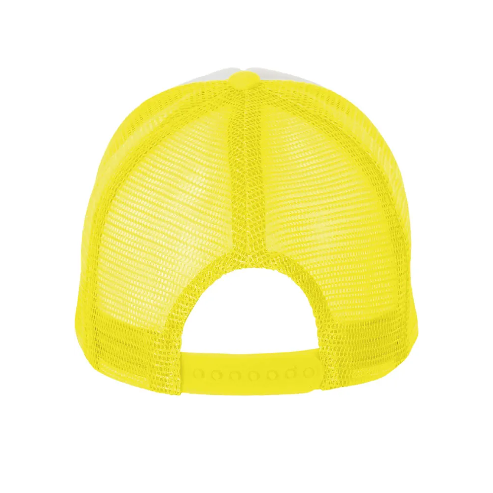 Gorra Malla Trucker, Tamaño Adulto, Amarillo frente Blanco,  doble pupo, para Sublimacion personalizar o Bordar