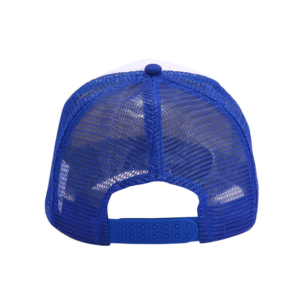 Gorra Malla Trucker, Tamaño Adulto, Azul frente Blanco,  doble pupo, para Sublimacion personalizar o Bordar