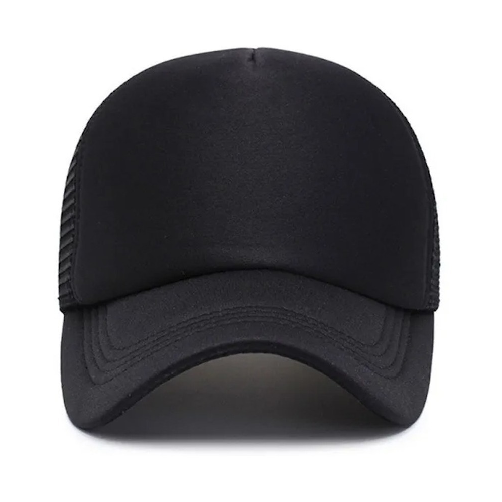 Gorra Malla Trucker, Tamaño Adulto, Color Negro total, para Sublimacion personalizada o Bordar