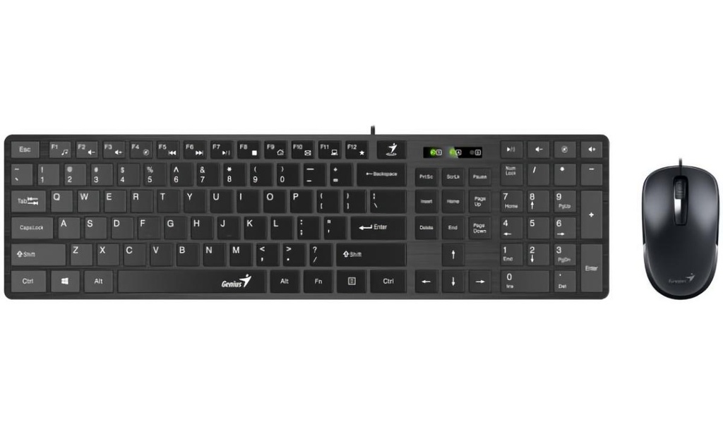Combo Teclado + Mouse Genius Slimstart 126, Multimedia, Usb, Alambrico,  Black