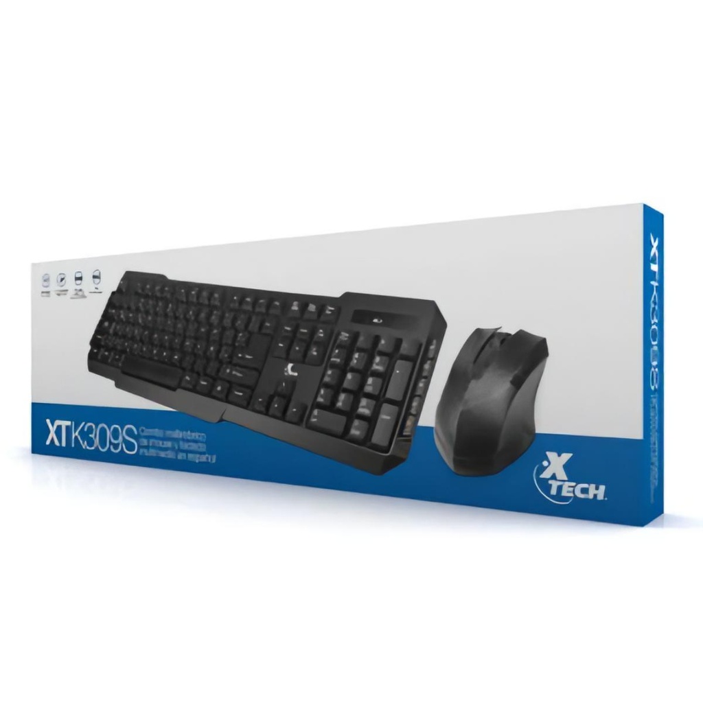 Combo Inalámbrico Xtech|XTK-309S, Teclado y Mouse, Multimedia en español