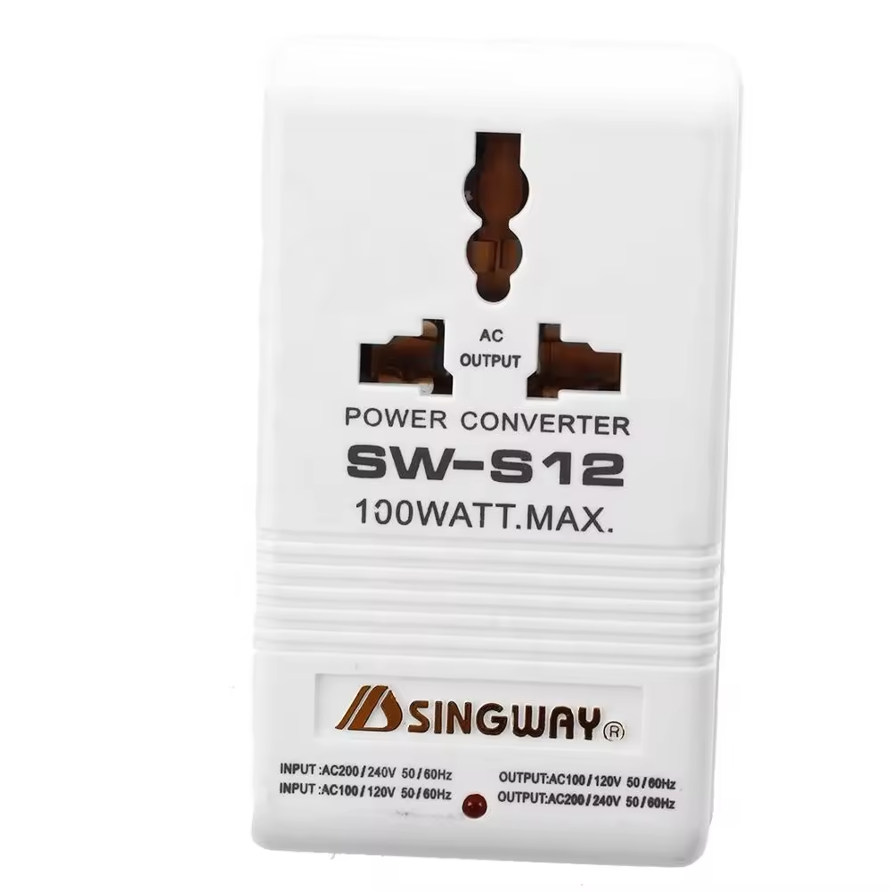 Adaptador convertidor/transformador de potencia de voltaje de 110V a 220V o de 220V a 110V,  de 2 clavijas (SW-S12-100W)