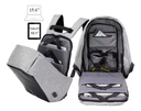 Mochila antirrobo para portatil 14", Multiples compartimentos, resitente al agua y salpicaduras, cierre secreto, con Puerto para Power Bank, color negro