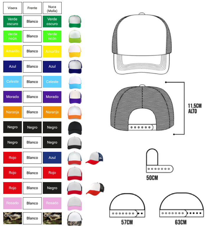 Gorra Malla Trucker doble pupo para Sublimacion personalizar o Bordar, talla: adulto