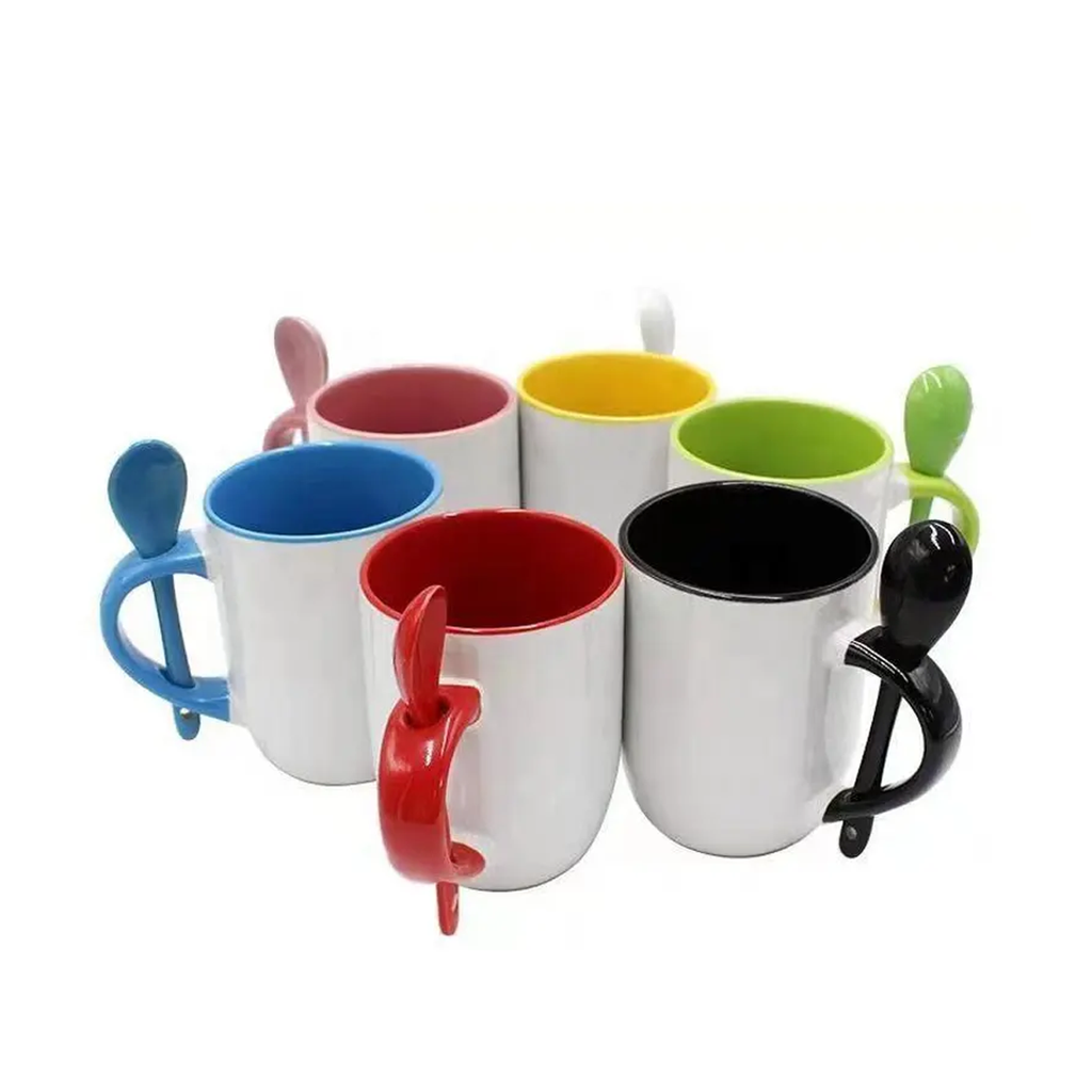 Jarro para Sublimacion 12oz, con cuchara, Filo, Asa e Interior de color, AAA Importado