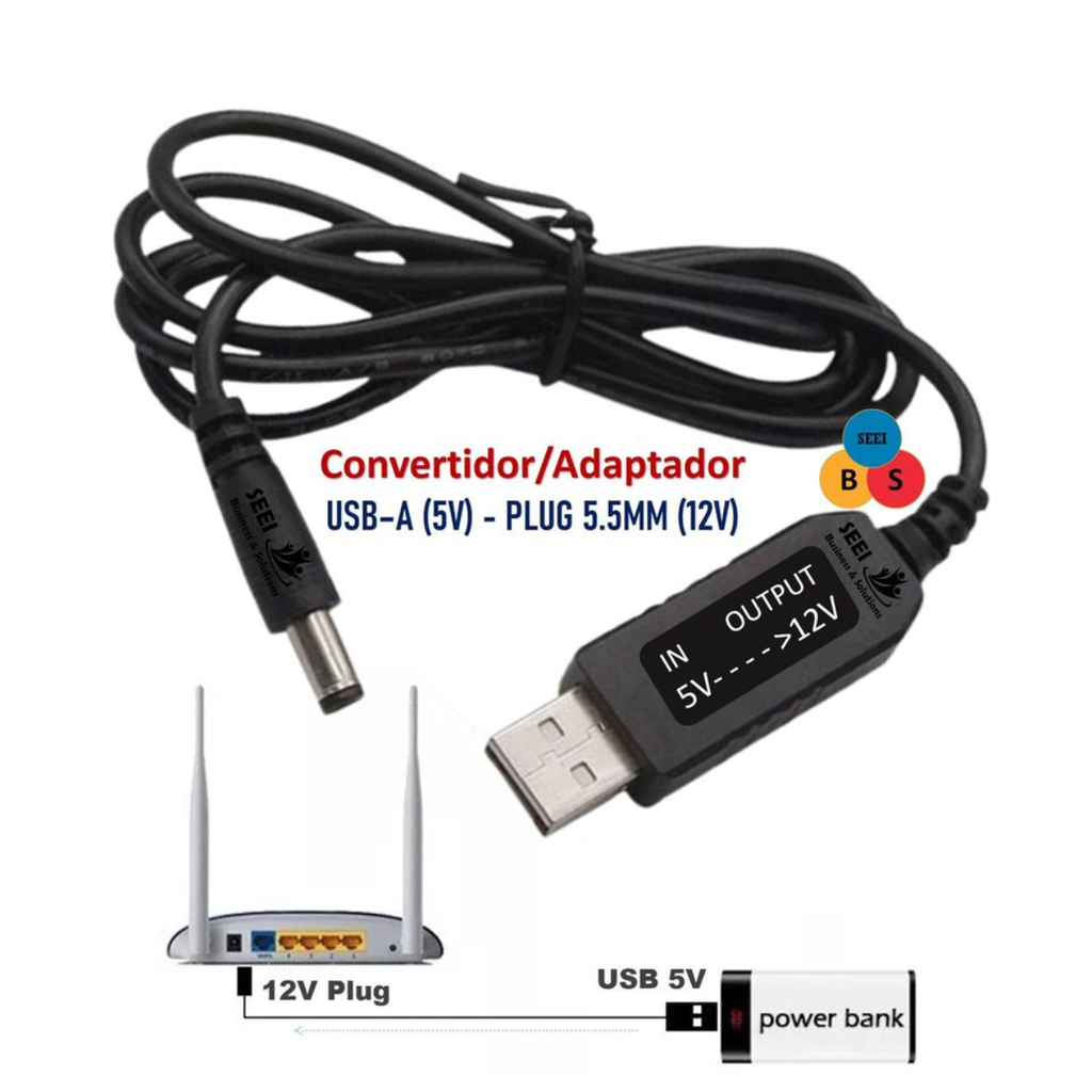 CABLE CONVERTIDR USB 5V A 12V/1A PLUG PARA ROUTER