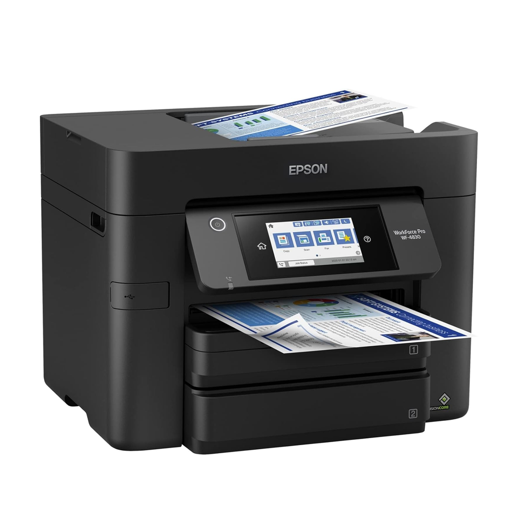 Impresora Epson WorkForce WF-C4830DTWF, Duplex A4 Multifuncion  impresora- copiadora-escaner -Fax, Wifi, Ethernet, Impresión móvil, Pantalla color, Monocromo 25pg/min, Color 20/pg/min, ADF A4 de 50 pag, nueva, SELLADA