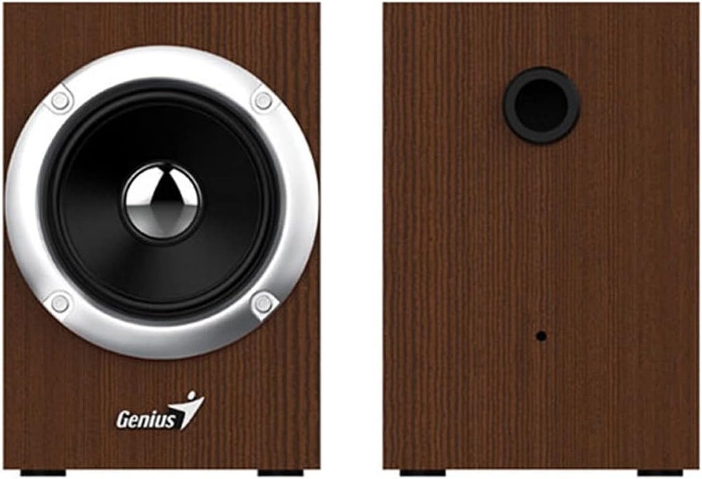 Parlante Stereo Genius SP-HF280,  6w, Usb, Control de Volumen, Madera