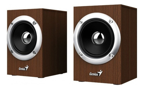 Parlante Stereo Genius SP-HF280,  6w, Usb, Control de Volumen, Madera