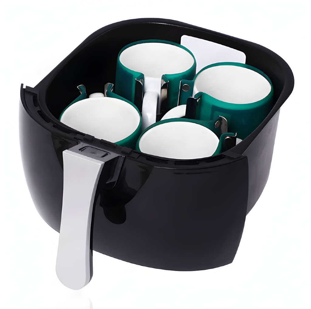 Mini Horno para sublimacion 3D incluye 4 abrazaderas para jarros de 11oz, 1 accesorio para platos, 1 accesorio para 4 shoots tequileros, 1 accesorio para tomatodo, 1 accesorio para jarro cervecero, 110v