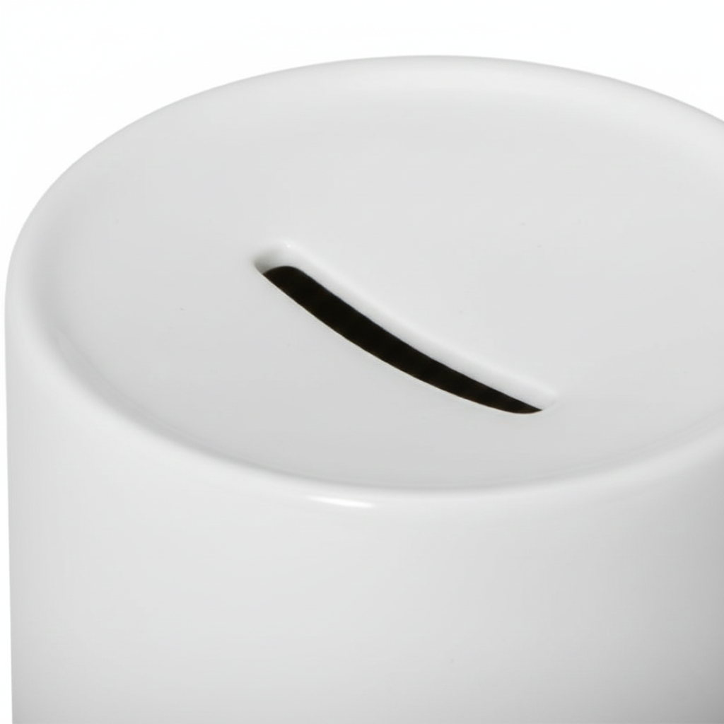 Alcancia/cepo de ceramica Sublimable, Blanco AAA 8*8cm, tapon inferior