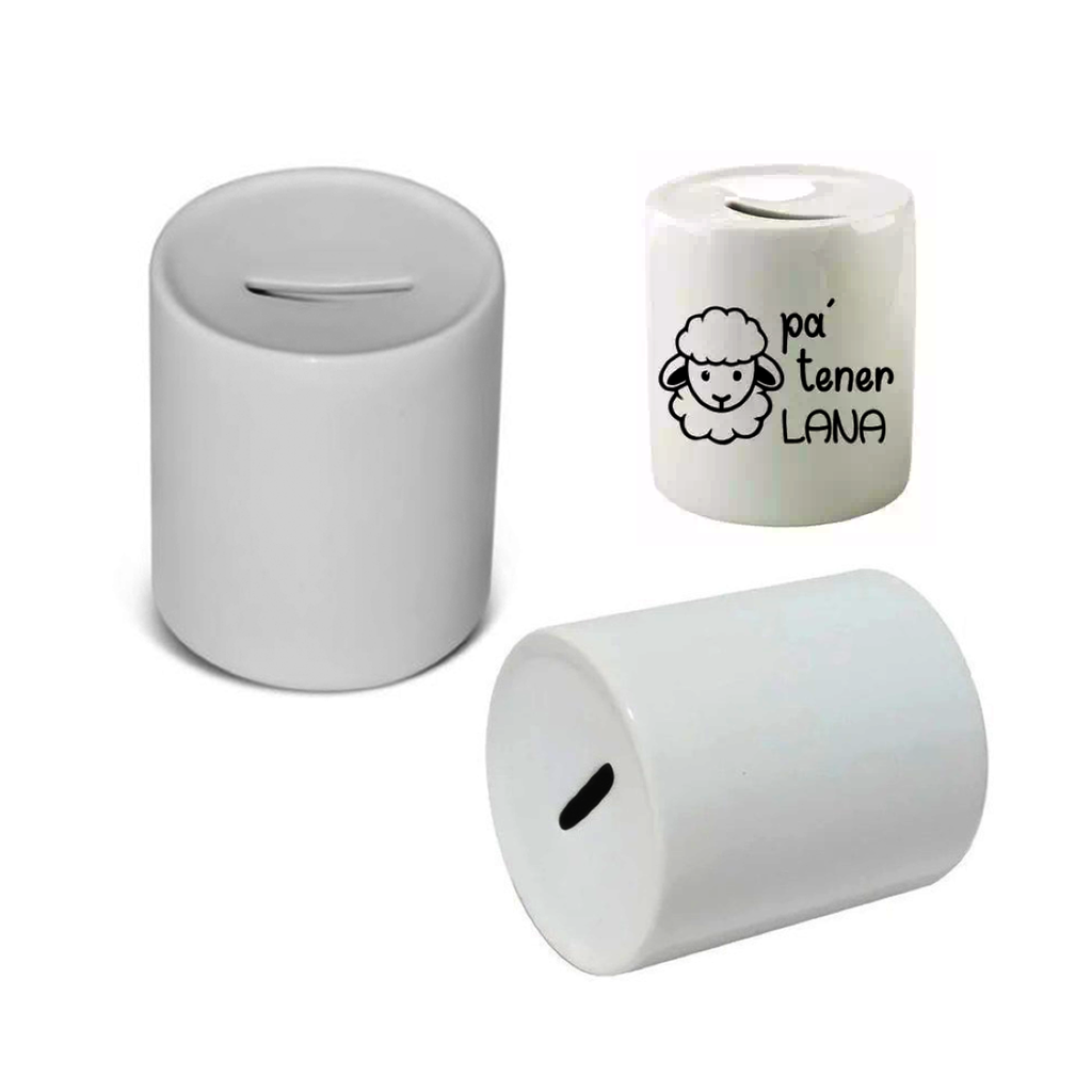 Alcancia/cepo de ceramica Sublimable, Blanco AAA 8*8cm, tapon inferior