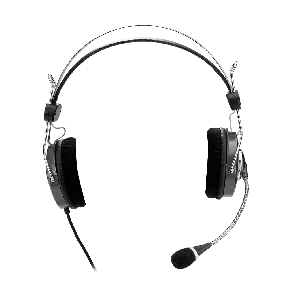 Audifono con Microfono GENIUS HS-04SU, DIADEMA METALICA, plug 3.5mm, revestmiento de cuero, ideal para clases online