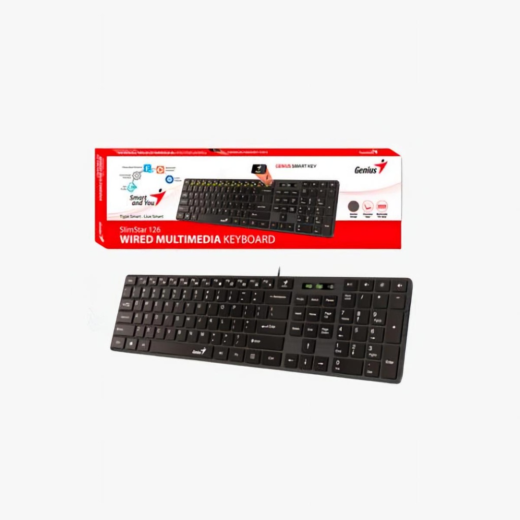 Combo Teclado + Mouse Genius Slimstart 126, Multimedia, Usb, Alambrico,  Black