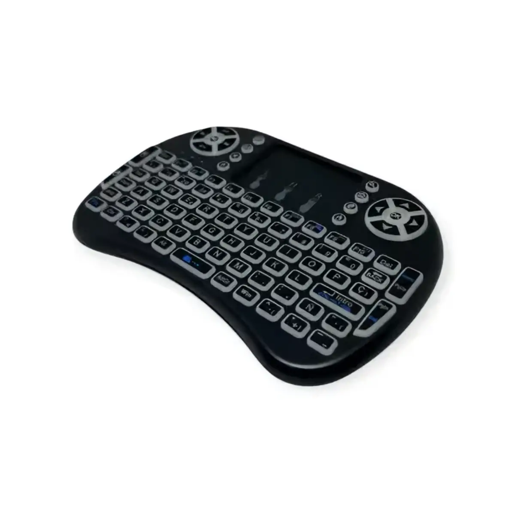 Mini teclado para Smart TV inalámbrico recargable, iluminación LED, black
