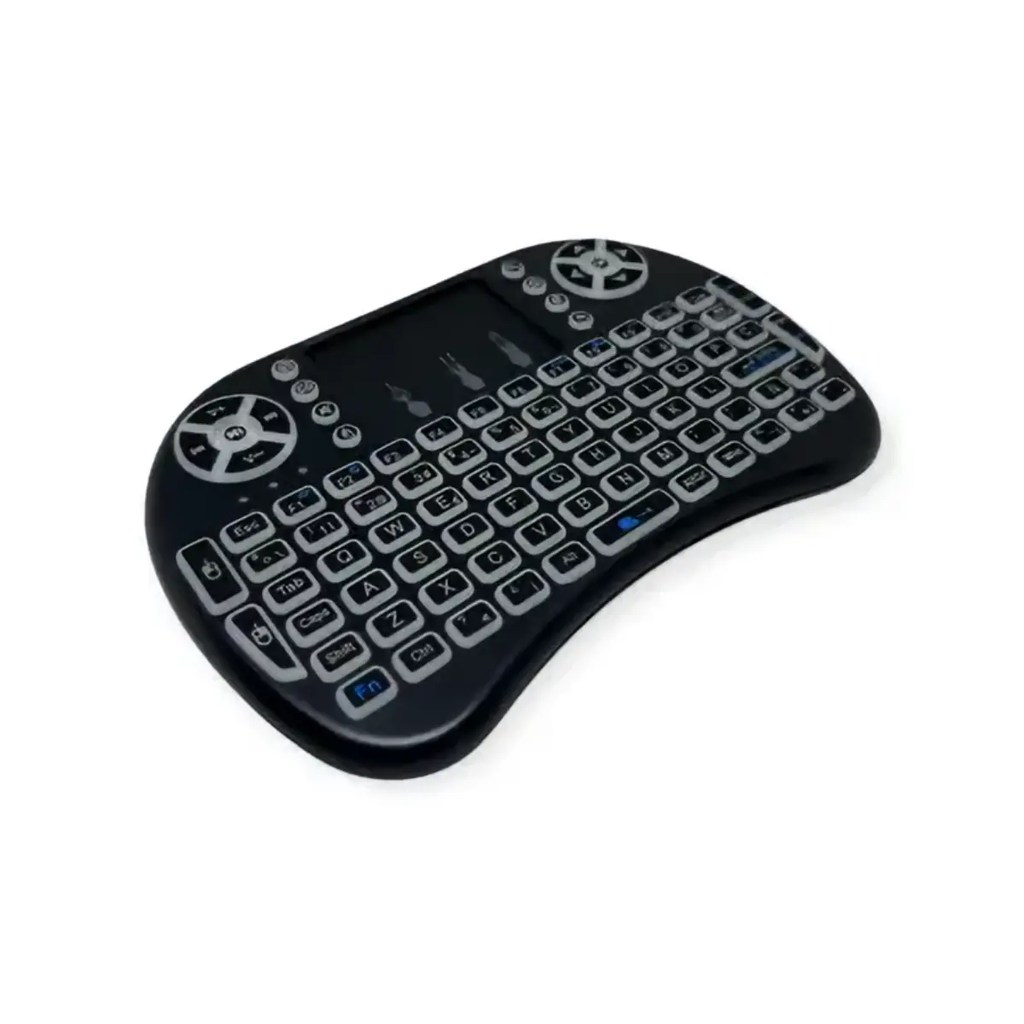 Mini teclado para Smart TV inalámbrico recargable, iluminación LED, black