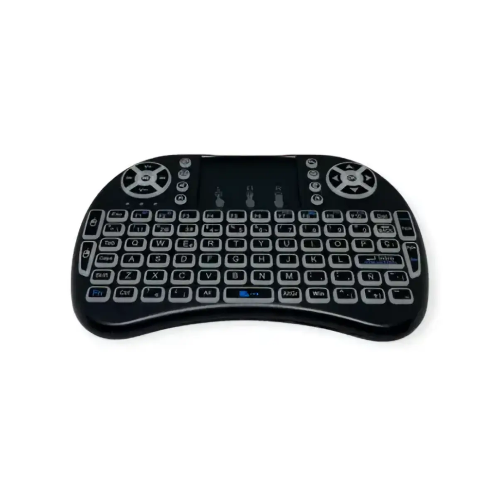 Mini teclado para Smart TV inalámbrico recargable, iluminación LED, black