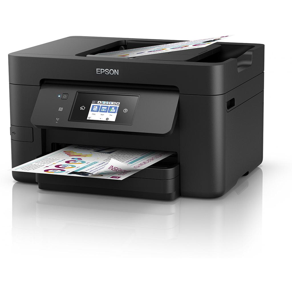 Impresora Epson WF Pro EC-4020DWF, Multifuncion impresora-copiadora-escaner-Fax, dúplex en impresión, Wifi, Ethernet, Impresión móvil, Pantalla color, bandeja inferior hasta 250 hojas, 34 pg/min Monocromo, 30 pg/min Color, nueva, SELLADA