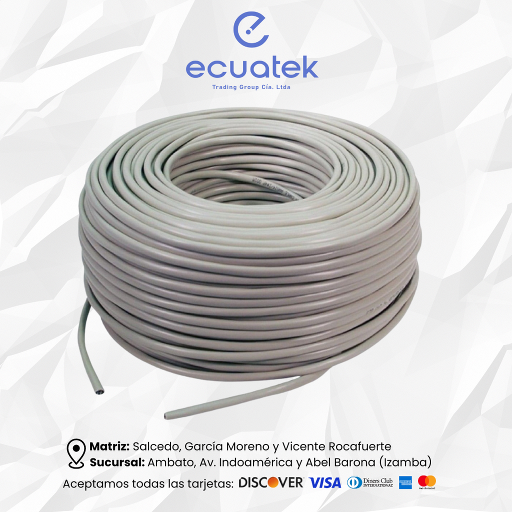 Rollo cable UTP Cat5e Interior, 305 Mts, Gris o Azul