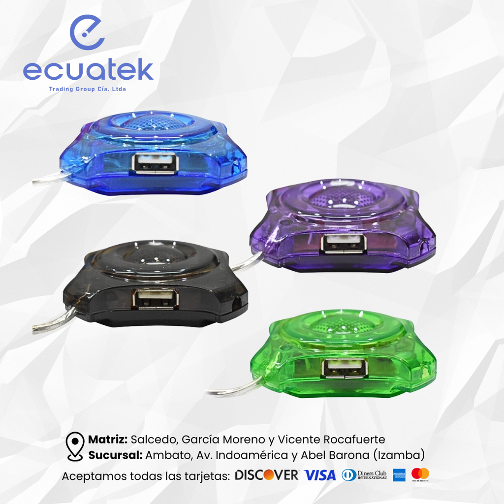 Mini Hub 4 Puertos Usb 2.0, Colores