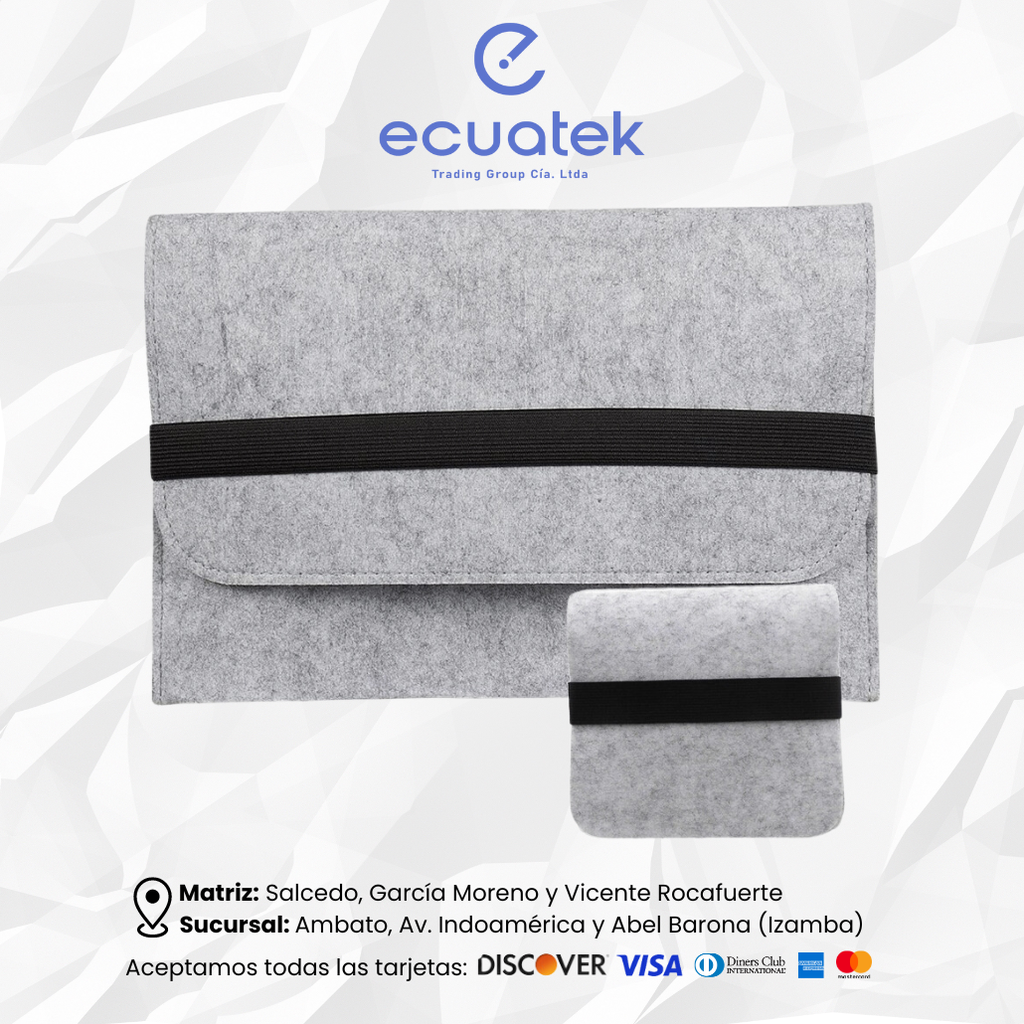 Estuche de Fieltro para portatil 14", Gris Claro