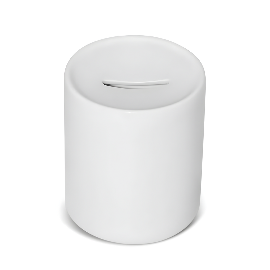 Alcancia/cepo de ceramica Sublimable, Blanco AAA 8*8cm, tapon inferior