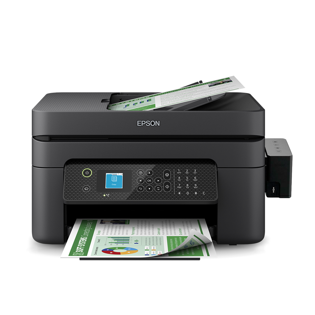 Impresora Epson WF-2930: Multifuncion impresora-copiadora-escaner fax, duplex en impresion A4, Wifi, USB, Pantalla color, bandeja posterior, 33 paginas/minuto Black, 18 paginas/minuto Color, nueva, ecotank DYE, garantia 1 año o 5000pg