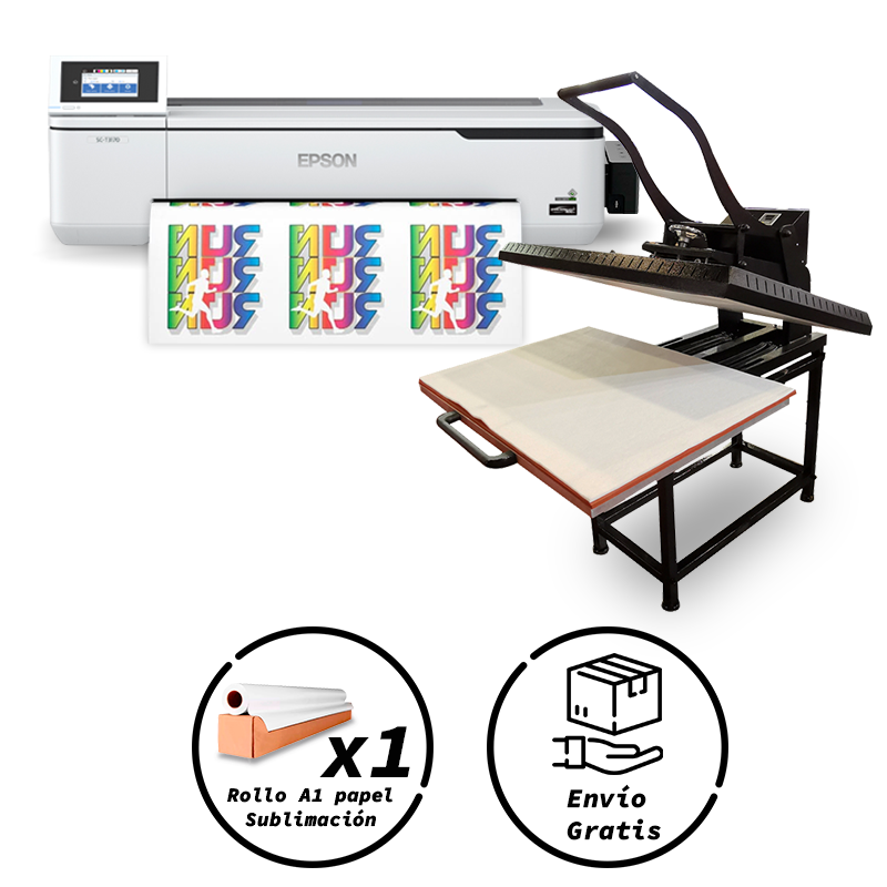 Combo de Sublimacion: Epson SureColor T3170 A1-A4 + Plancha Sublimadora manual 60x100cm, bandeja deslizable y pedestal