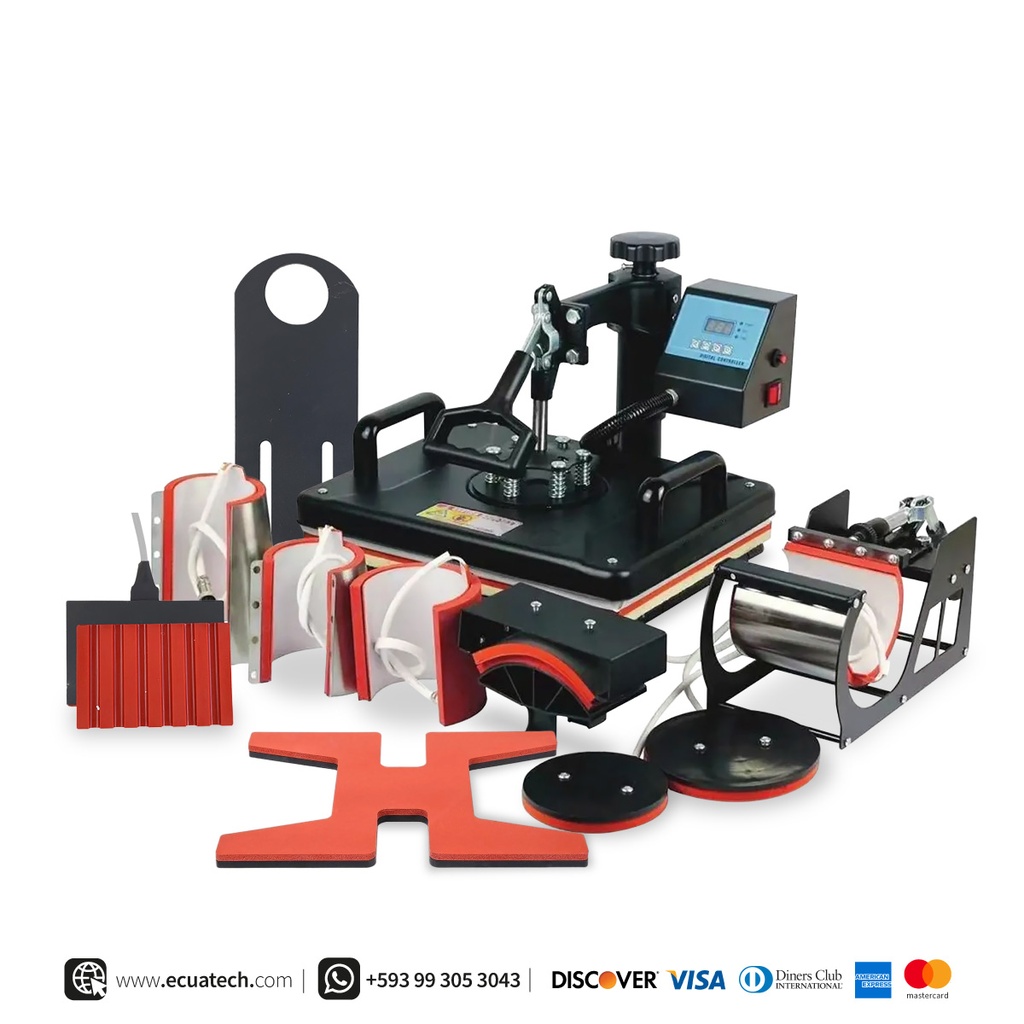 Sublimadora - Termofijadora - Estampadora 11 en 1, plancha 38X38cm, bandeja deslizable 110V, Resistencia de gorras solida