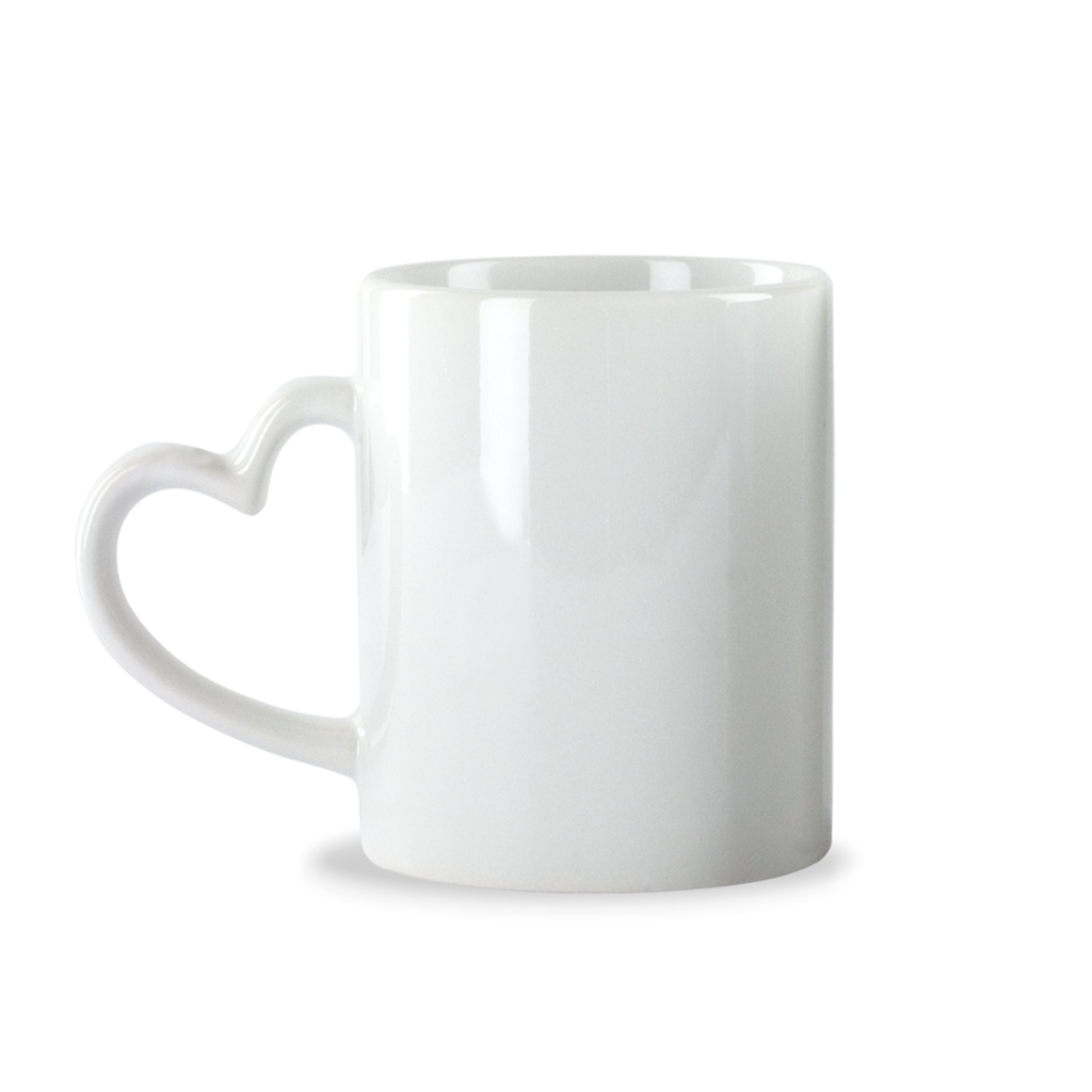 Jarro para sublimación 11oz con Asa de corazón blanco, AAA importado