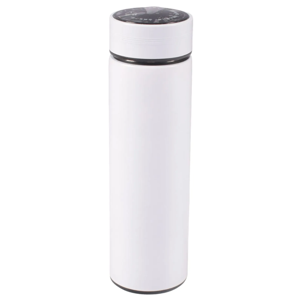 Termo inteligente sublimable de acero inoxidable blanco 500ml, con pantalla LED e infusor