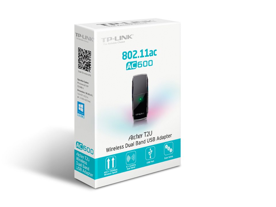 Adaptador Tplink Inalambrico  Archer T2U 600Mbps, Usb Banda Dual