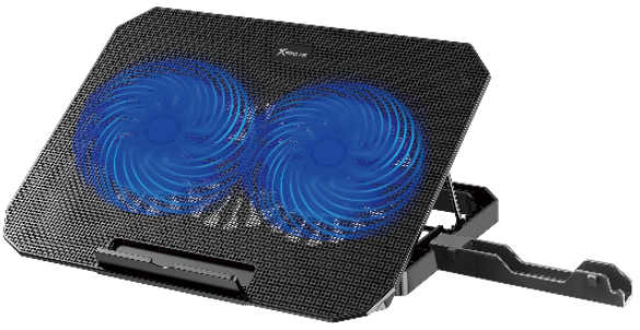 Enfriamiento XTRIKE ME FN-818,  hasta 17", 2 Ventiladores (60mm), Led azul, 2 Puertos USB, 5 niveles ajustables