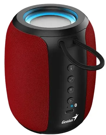 PARLANTE GENIUS SP-915BT PORTABLE, BLUETOOTH 5.3, POTENCIA 5W RMS, RGB ROJO