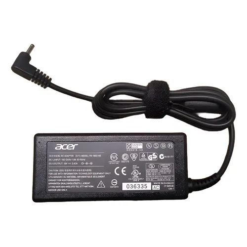 CARGADOR ACER 19v/2.37a to 3.42a/65W/3.0x1.1mm PLUG NEGRO