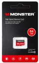 MICRO SD 64GB MONSTER 180MB/s, 130MB/s Clase 10 U3 A1 VIDEO 4K