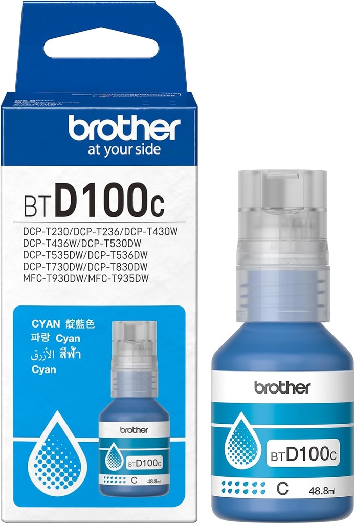 BOTELLA DE TINTA BROTHER BTD100C CIAN T930DW T830DW T730DW T530DW T430W