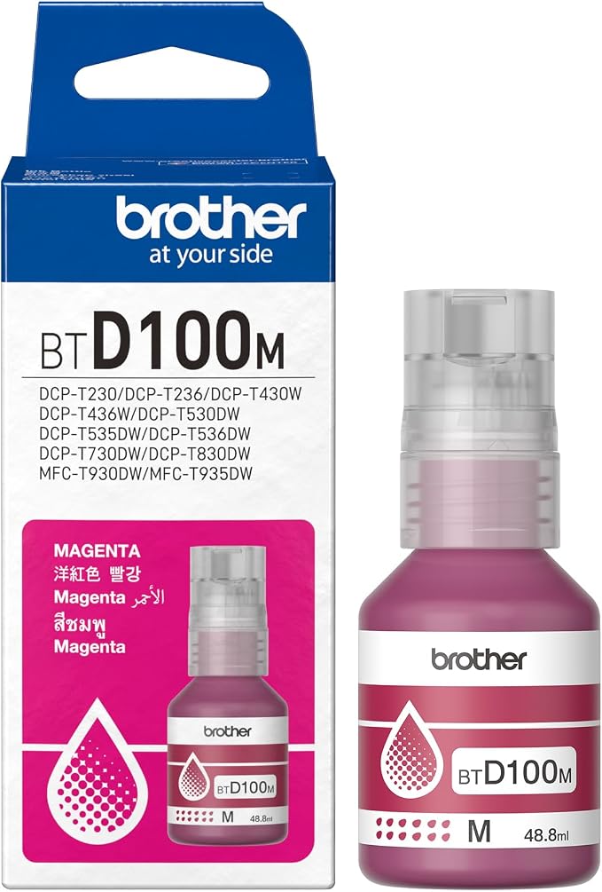 BOTELLA DE TINTA BROTHER BTD100M MAGENTA T930DW T830DW T730DW T530DW T430W DCP-T230