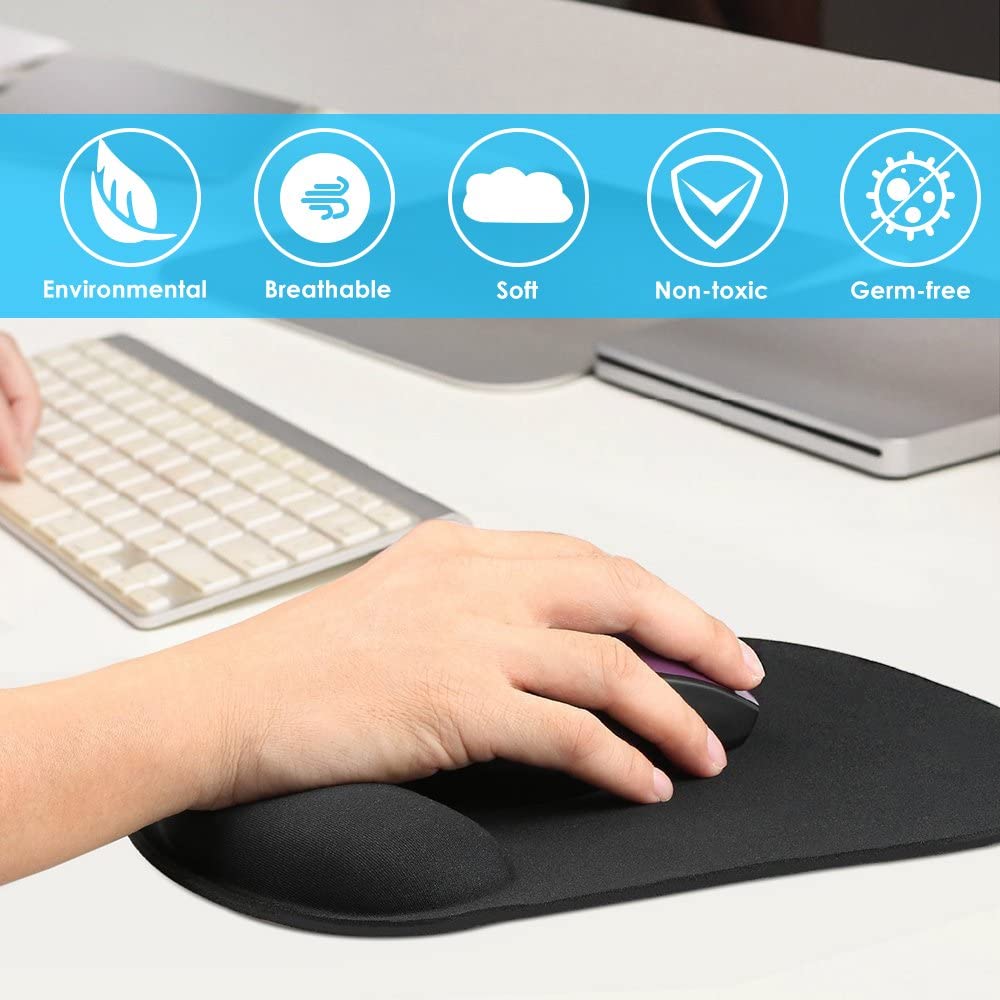 Mouse Pad SPEEDMIND MPG01NE, con Almohadilla Gelicable, Ergonomico, Suave, Lavable, color negro