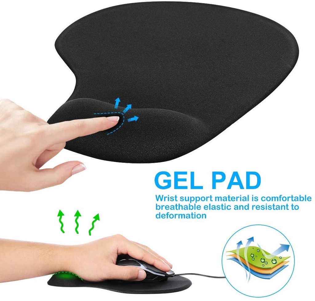 Mouse Pad SPEEDMIND MPG01NE, con Almohadilla Gelicable, Ergonomico, Suave, Lavable, color negro