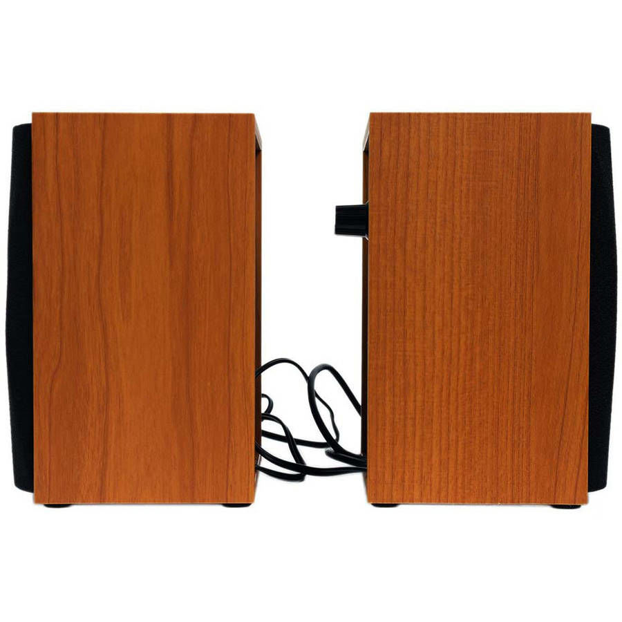 Parlante Stereo GENIUS SP-HF160 MADERA 4W (2Wx2), Control de Volumen Usb	