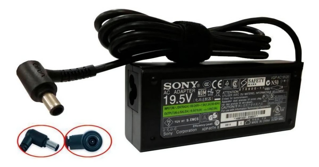 Cargador Laptop SONY 19.5V/3.9A/76W/6.5*4.4mm Plug Amarillo, Original