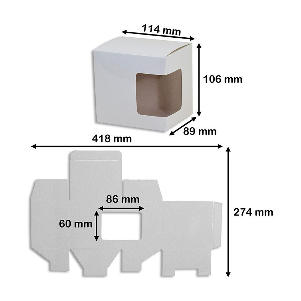Caja sublimable Cuadrada para jarro/taza hasta 11oz, Resistente,  espesor 230gramos