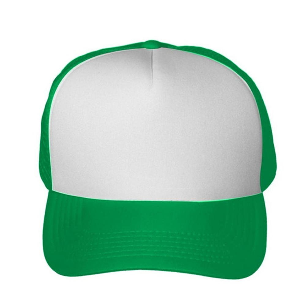 Gorra Malla Trucker, Tamaño Adulto, verde oscuro frente blanco, doble pupo, para Sublimacion personalizar o Bordar