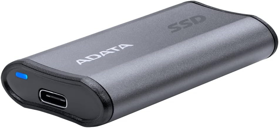 Disco AData Elite SSD Externo 1Tb, Hasta 2000 MB/s, SuperSpeed, USB 3.2 Gen 2x2 USB-C, Portátil SSD Titanio AELI-SE880-1TCGY