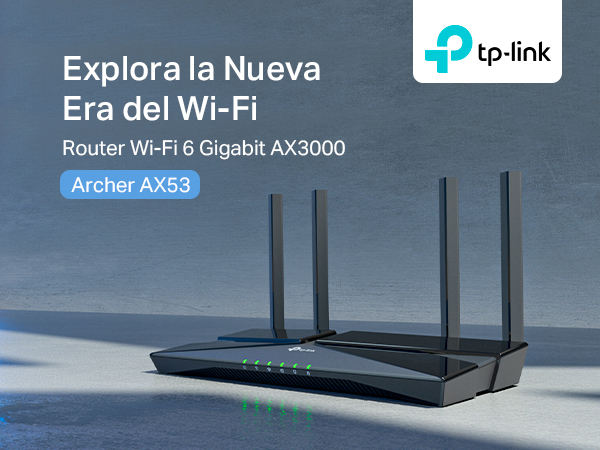 Router TP LINK Archer AX53 Wifi 6, AX3000,  Gigabit, Dual Band, CPU 2 Nucleos, 4 Ant,  4 Ptos GE,  One Mesh